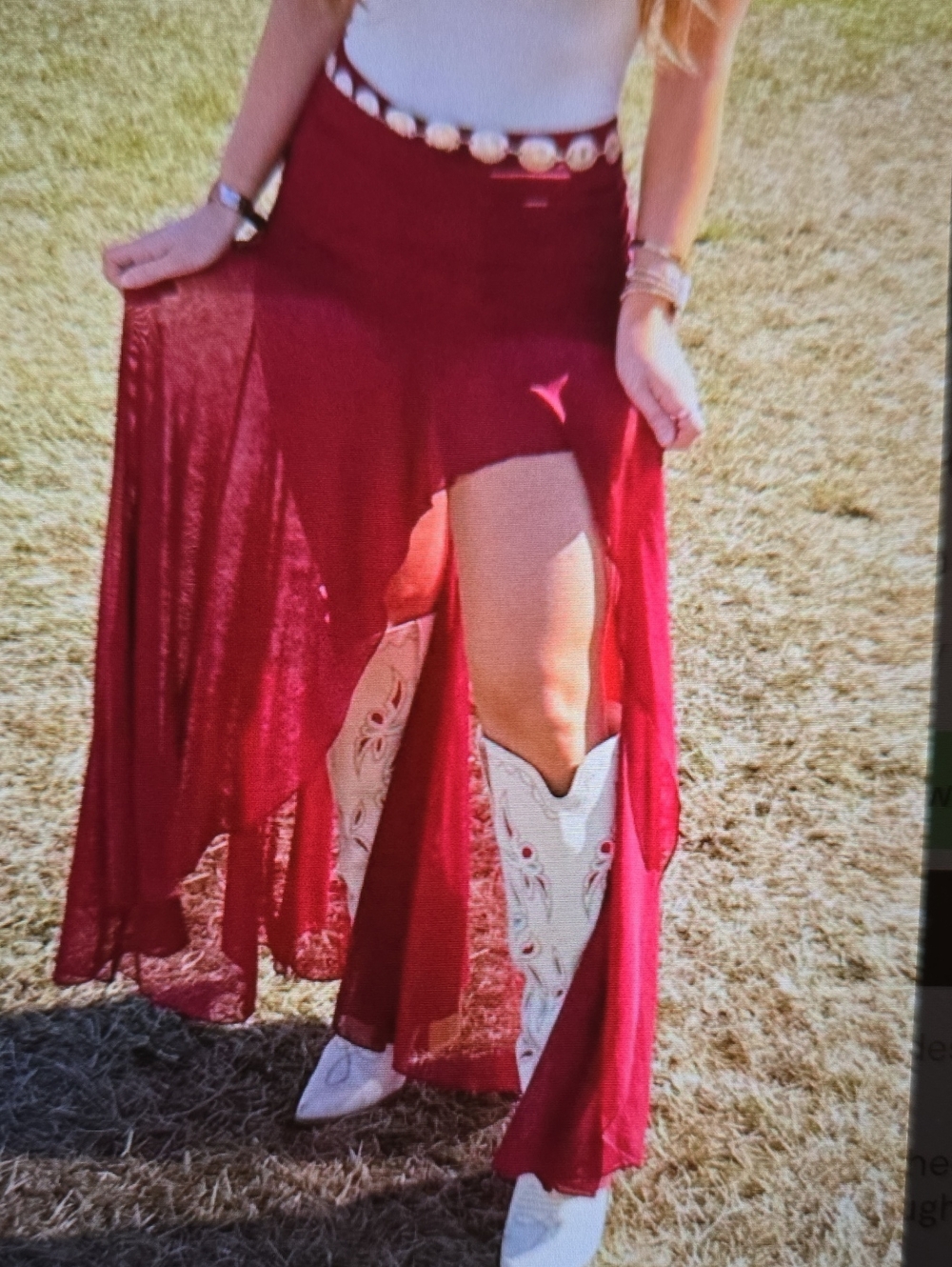 SHEIN Red High-Low Maxi Skirt with High Slits